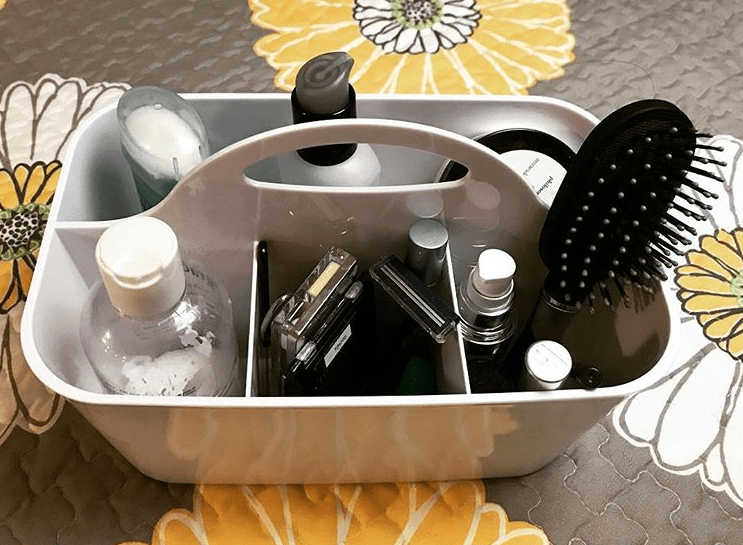 how to organize rv bathroom with a caddy