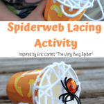 Fun Preschooler Spider Lacing Craft inspired by “The Very Busy Spider” by Eric Carle