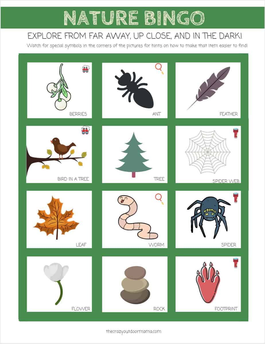 Free printable nature bingo game