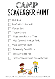 7 Free Camping Scavenger Hunt Printables for Kids – The Crazy Outdoor Mama