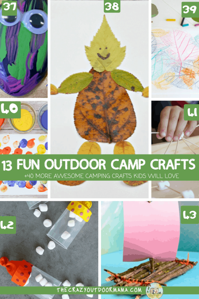 des bricolages faciles à faire au camp avec les enfants d'âge préscolaire et les tout-petits à l'extérieur dans la nature
