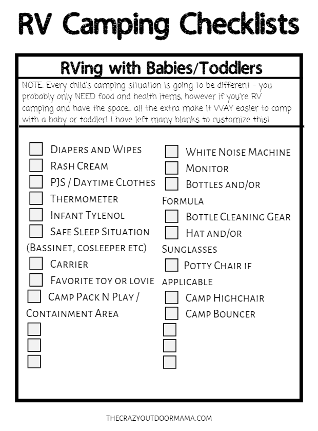 rving with kids checklist
