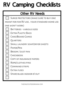 rv camping checklist pdf