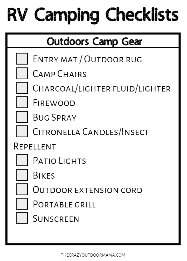 rv checklist for camping