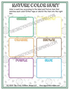 preschool printable color hunt with objects