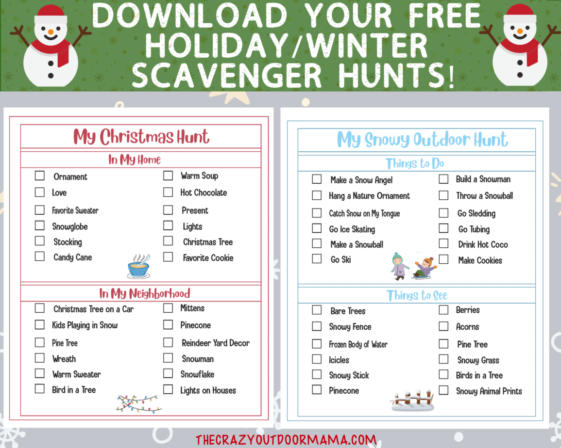 12 fun christmas scavenger hunt printables outdoors indoors and clues