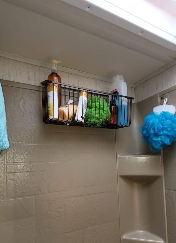 RV Camper Travel Trailer Accessory Bathroom Screw In Shower Shelf