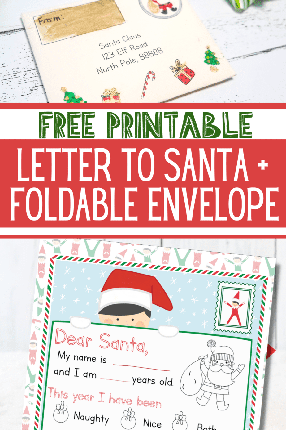 Adorable Elf Themed Letter to Santa + Envelope Template (Free Printable ...