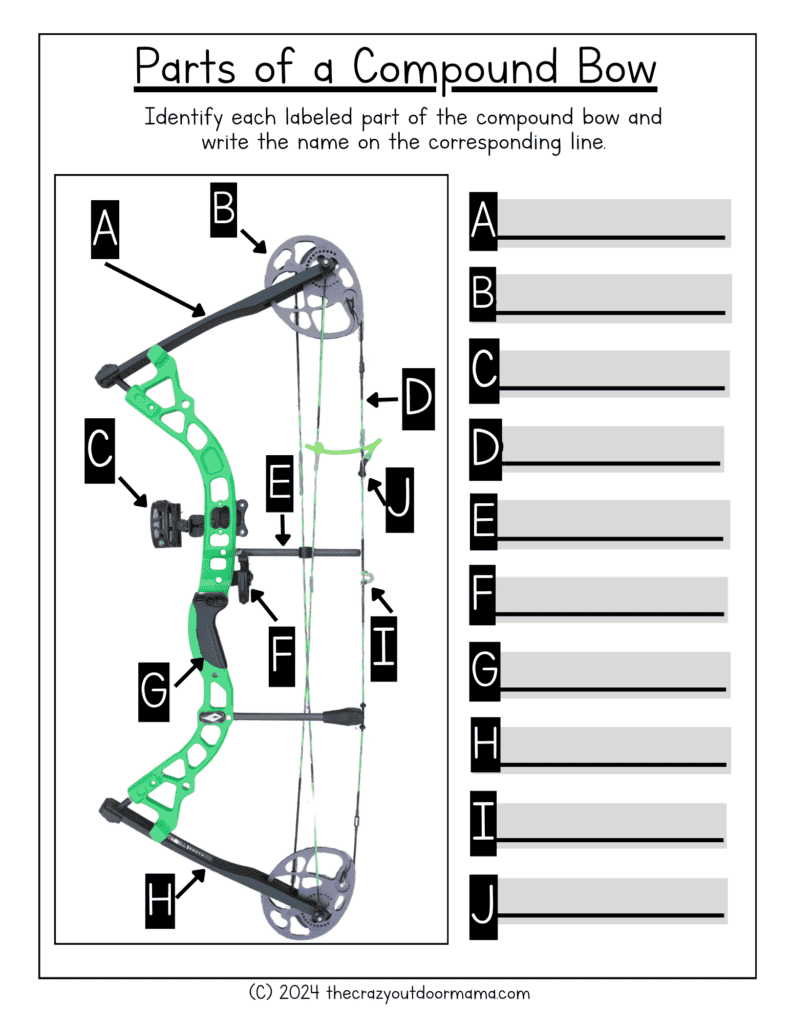 parts of a compound bow worksheet for 4h archery practice 